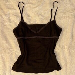 Brandy Melville Brown Lace-Trim Cami Tank Top - Womens